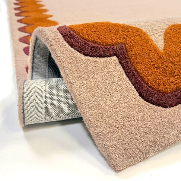 Oranžen/v naravni barvi ročno tkan volnen tekač 80x230 cm Wiggle Wool – Flair Rugs