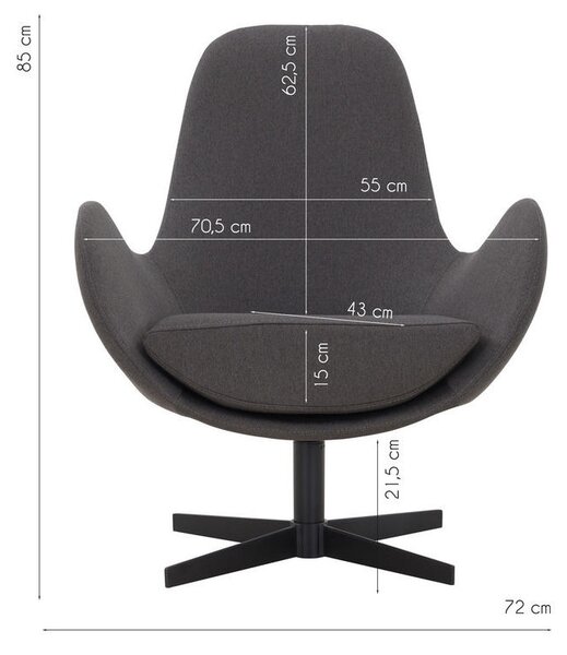 FOTELJ, temno siva tekstil