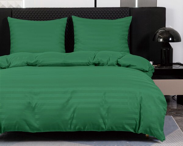 Hotelska posteljnina iz mikrovlaken JASMINE temno zelena - črta 2 cm Dimenzije posteljnine: 70 x 90 cm | 140 x 200 cm