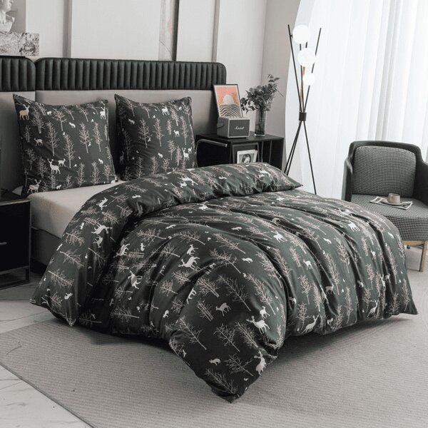 Posteljnina iz mikrovlaken OAK DEER temno zelena Dimenzije posteljnine: 70 x 90 cm | 140 x 220 cm