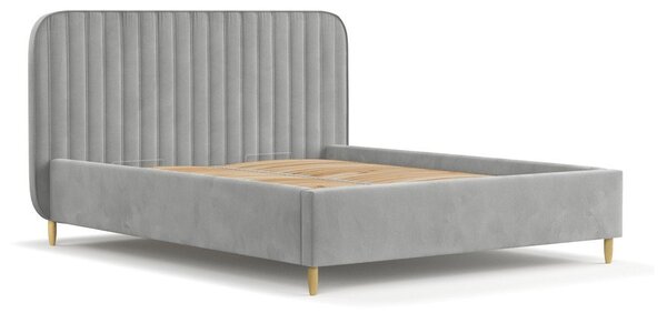 Siva oblazinjena zakonska postelja s prostorom za shranjevanje z letvenim dnom 180x200 cm Noto – Maison de Rêve
