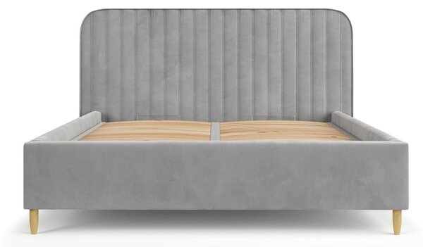 Siva oblazinjena zakonska postelja s prostorom za shranjevanje z letvenim dnom 180x200 cm Noto – Maison de Rêve