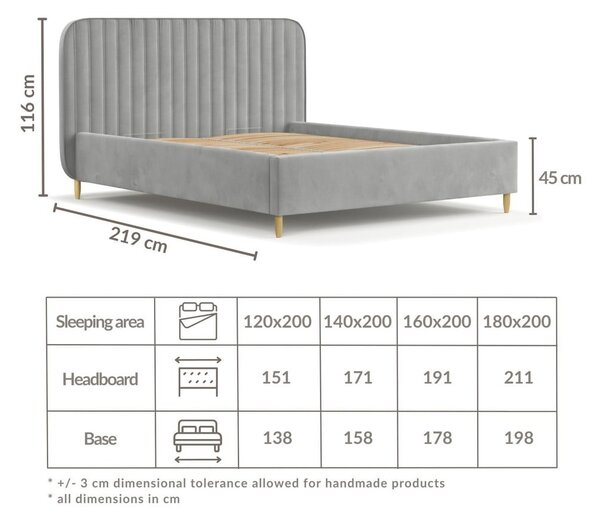 Siva oblazinjena zakonska postelja s prostorom za shranjevanje z letvenim dnom 180x200 cm Noto – Maison de Rêve