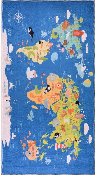 Modra pralna otroška preproga 160x230 cm Animal Atlas – Vitaus