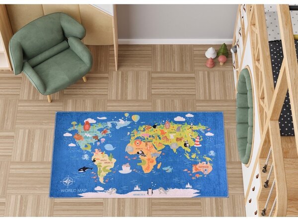 Modra pralna otroška preproga 160x230 cm Animal Atlas – Vitaus