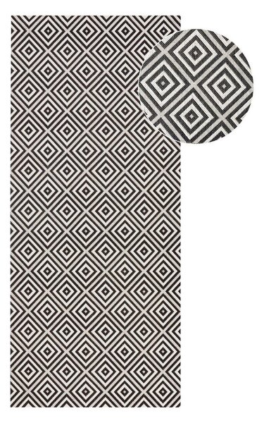 Črno-bela zunanja preproga NORTHRUGS Karo, 80 x 200 cm