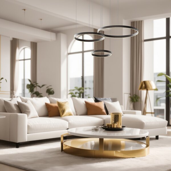 Milagro Lighting LED obesna svetilka Gravity, 3-svetilna, kovinska, črna, 4.000 K, Črna, Dnevna soba / jedilnica, Kovina, Sodobni