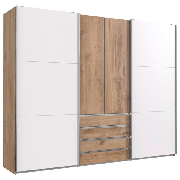 Premium Living Omara Z Drsnimi Vrati Magic, Bela, Barva Hrasta