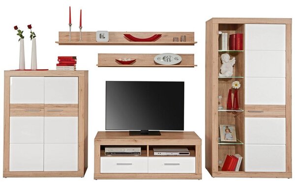 Modern Living Tv-element Malta, Bela, Barva Hrasta