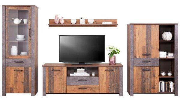 Modern Living Vitrina Ontario, Barva Hrasta, Temno Siva