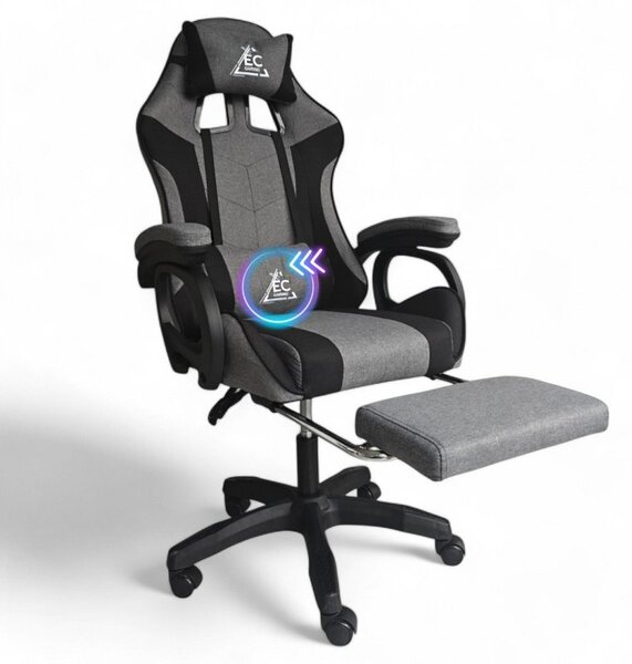JAKS Gaming stol Strike tkanina siva