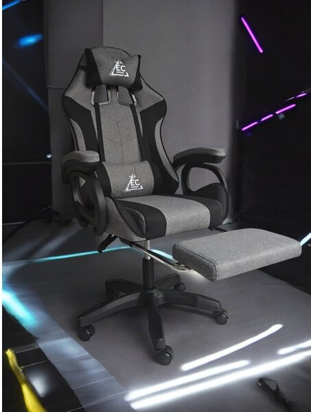 JAKS Gaming stol Strike tkanina siva