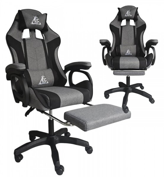 JAKS Gaming stol Strike tkanina siva