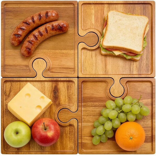 Puzzletray™ Set Lesenih Servirnih Pladnjev V Obliki Sestavljanke