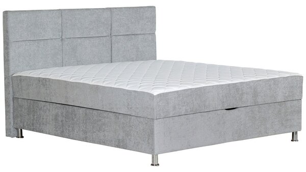 POSTELJA Z VZMETNICO 140 cm x 200 cm , les, tekstil, leseni material svetlo siva