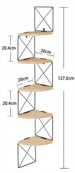 Stenska kotna polica TAYLOR SONOMA 5 polic, 127x20 cm