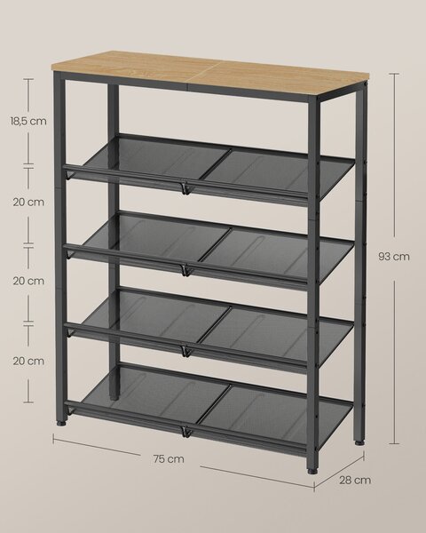 Kovinski regal za čevlje TAYLOR SONOMA 4 police, 93x75cm