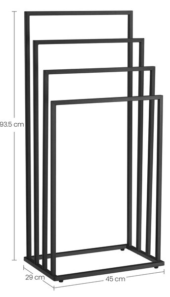 Stojalo za brisače LINESTRO kovinsko s 4 rokami 93x45cm, črno