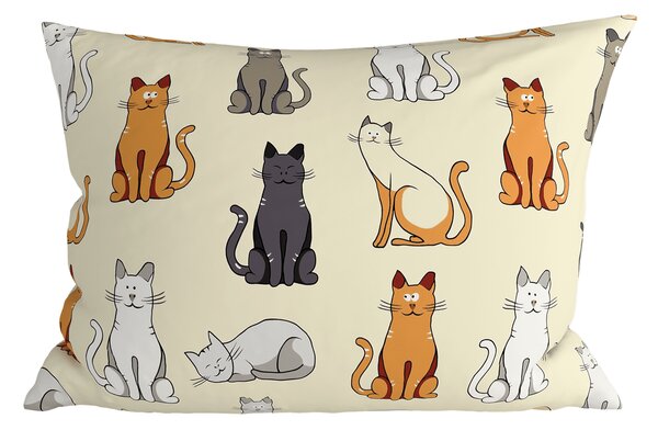Polibombažni prevleka za blazino COLORED CATS POLY 50x70 cm, kremna
