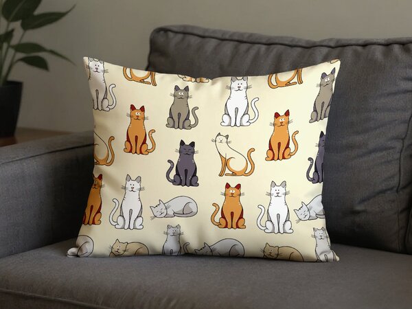 Polibombažni prevleka za blazino COLORED CATS POLY 50x70 cm, kremna