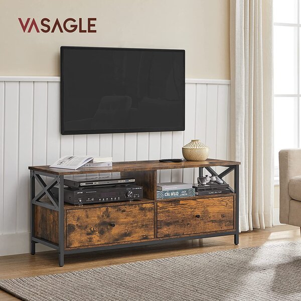TV omarica z 2 predaloma 120 x 50 x 40 cm rustikalno rjava | VASAGLE