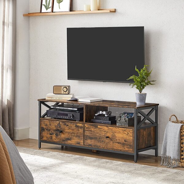 TV omarica z 2 predaloma 120 x 50 x 40 cm rustikalno rjava | VASAGLE