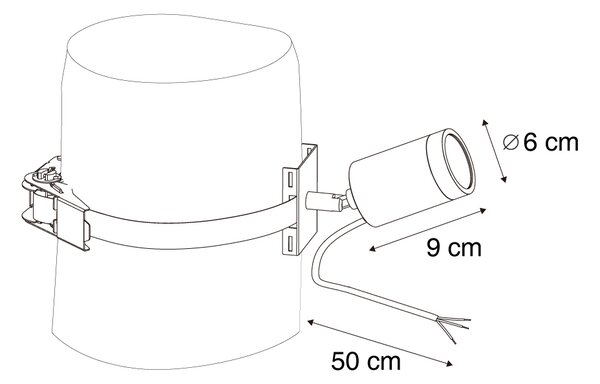 Zunanji reflektor črn za drevo GU10 50 mm vrtljiv in nagiben IP65 - Solo