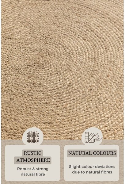 Slonokoščena obojestranska okrogla preproga iz jute ø 100 cm Braided – Hanse Home
