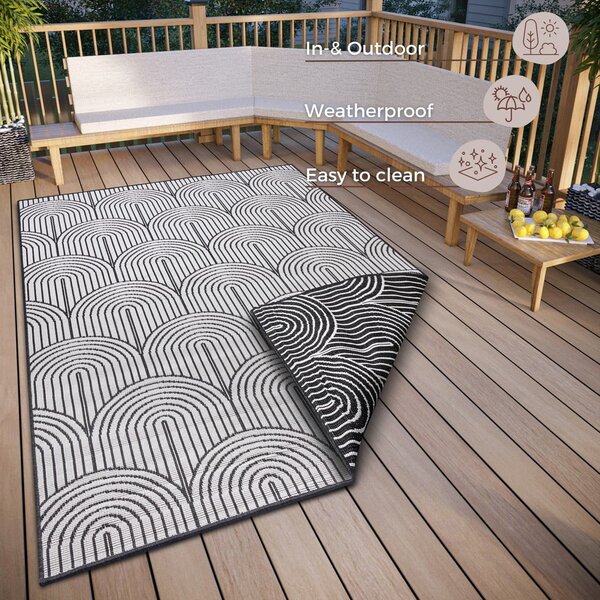 Črna/bela zunanja preproga 240x330 cm Pangli Black – Hanse Home