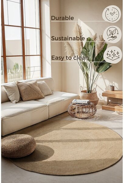 Slonokoščena obojestranska okrogla preproga iz jute ø 100 cm Braided – Hanse Home