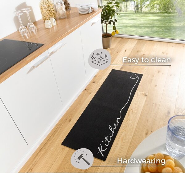 Črn tekač Zala Living Kitchen, 50 x 150 cm