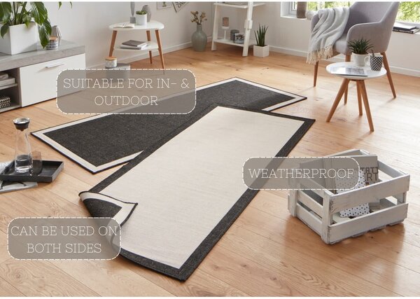 Črno-krem zunanja preproga NORTHRUGS Panama, 80 x 250 cm