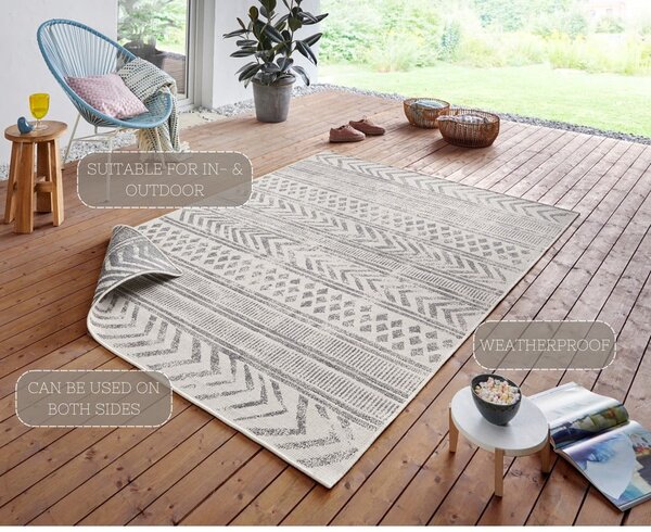Sivo-krem zunanja preproga NORTHRUGS Biri, 120 x 170 cm