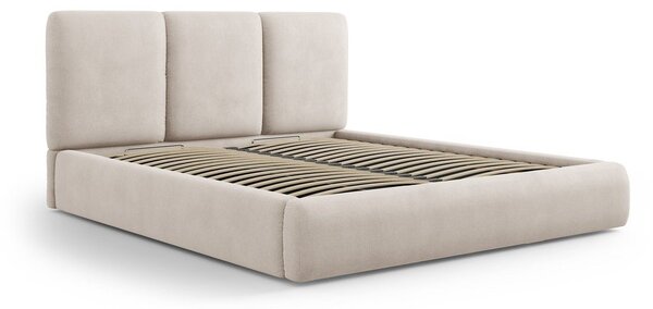 Bež oblazinjena zakonska postelja s prostorom za shranjevanje z letvenim dnom 180x200 cm Brody – Mazzini Beds