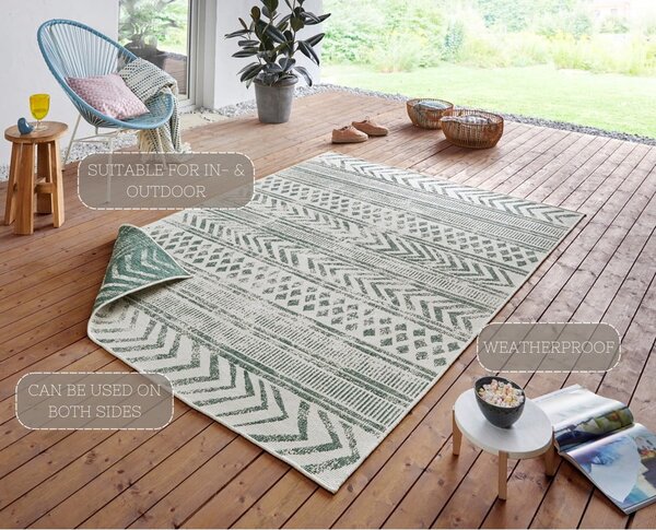 Zeleno-krem zunanja preproga NORTHRUGS Biri, 80 x 150 cm