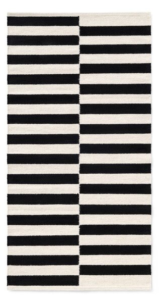Črna/bela obojestranska ročno tkana volnena preproga 80x150 cm Donna – Hanse Home