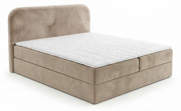 Oblazinjena postelja boxspring FORENA 160x200 cm bež Vzmetnica: Vzmetnica Bonell