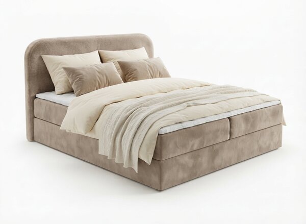 Oblazinjena postelja boxspring FORENA 160x200 cm bež Vzmetnica: Vzmetnica Bonell