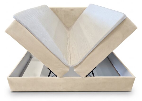 Oblazinjena postelja boxspring FORENA 160x200 cm bež Vzmetnica: Vzmetnica Bonell