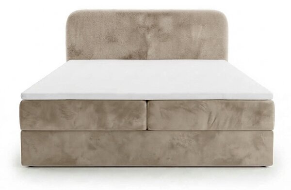 Oblazinjena postelja boxspring FORENA 160x200 cm bež Vzmetnica: Vzmetnica Bonell