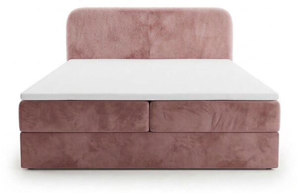 Oblazinjena postelja boxspring FORENA 160x200 cm staroroseča Vzmetnica: Vzmetnica Bonell