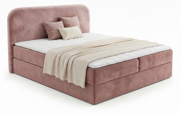 Oblazinjena postelja boxspring FORENA 160x200 cm staroroseča Vzmetnica: Vzmetnica Bonell