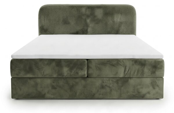 Obložena postelja boxspring FORENA 140x200 cm temno zelena Vzmetnica: Vzmetnica Bonell