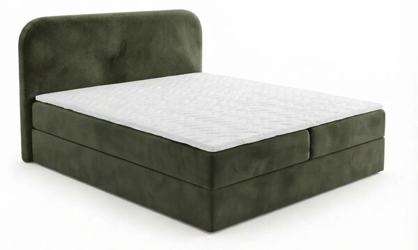 Obložena postelja boxspring FORENA 140x200 cm temno zelena Vzmetnica: Vzmetnica Bonell