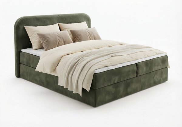 Obložena postelja boxspring FORENA 140x200 cm temno zelena Vzmetnica: Vzmetnica Bonell