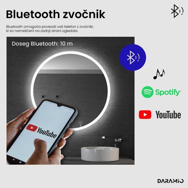 Okroglo kopalniško ogledalo z LED osvetlitvijo E1