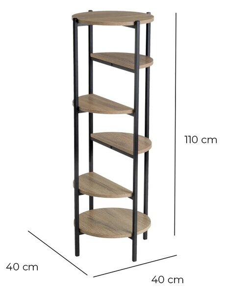 Črn regal v hrastovem dekorju 40x110 cm – Casa Selección