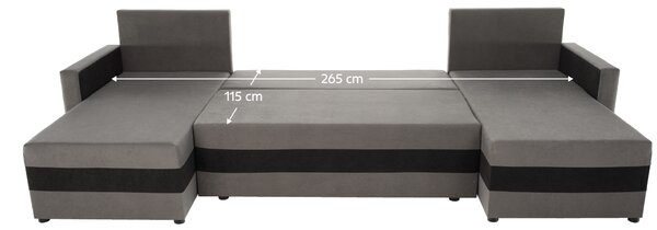 KONDELA Univerzalna sedežna garnitura, sivo/črna, PAULITA U