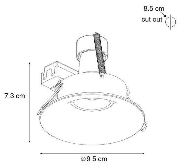 Komplet 12 vgradnih reflektorjev črnih GU10 50 mm - Gijs