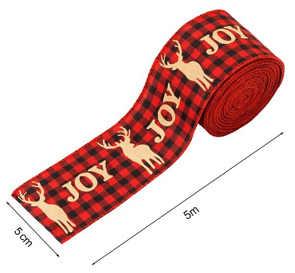 Božični trak JOY 5 cm x 5 m, rdeč